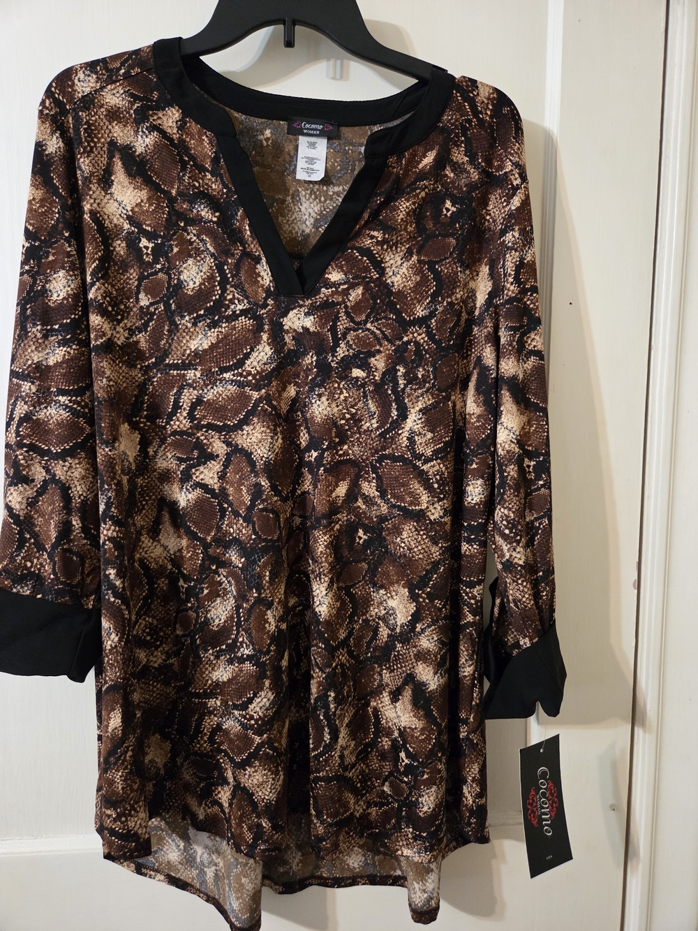 Cocomo Brown Snake-Print Women’s Tunic Top NWT 2X